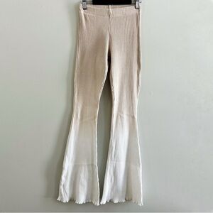 Girl Zara Ribbed Flare Pants 11/12 Tan Ivory Ombre' Dip Dye